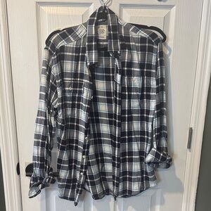 Men's Plaid Button-Down Shirt in Black & White